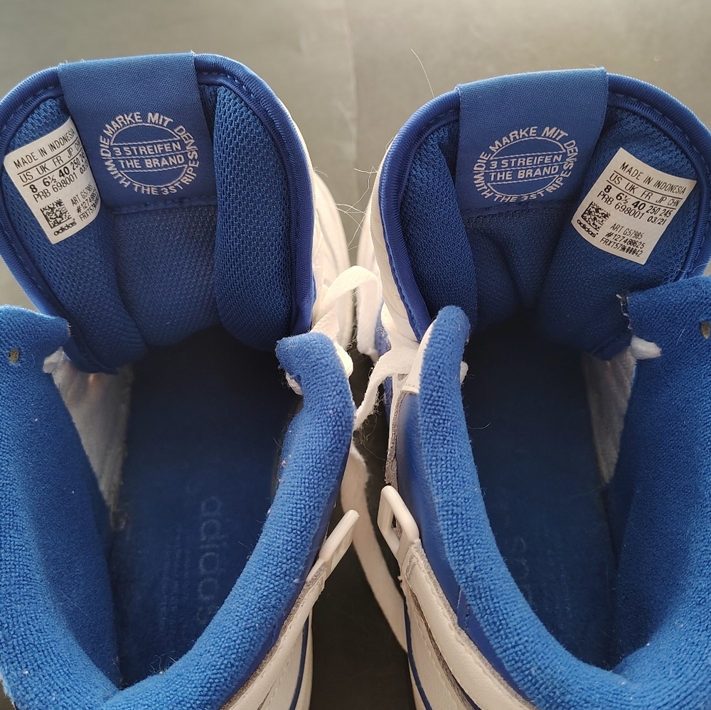 Adidas Originals Men's Forum Mid Sneaker White/ Royal Blue Size men 8 or women 9 - Picture 8 of 14